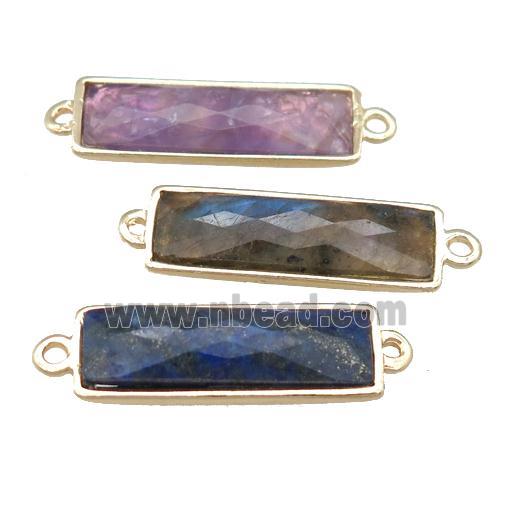 mix Gemstone rectangle connector, gold plated