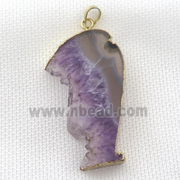 Amethyst Druzy pendant, gold plated