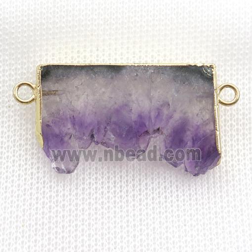 Amethyst Druzy slice pendant, gold plated