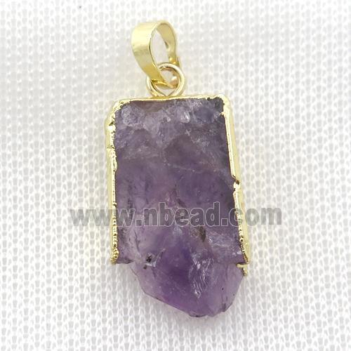 Amethyst Druzy slab pendant, gold plated