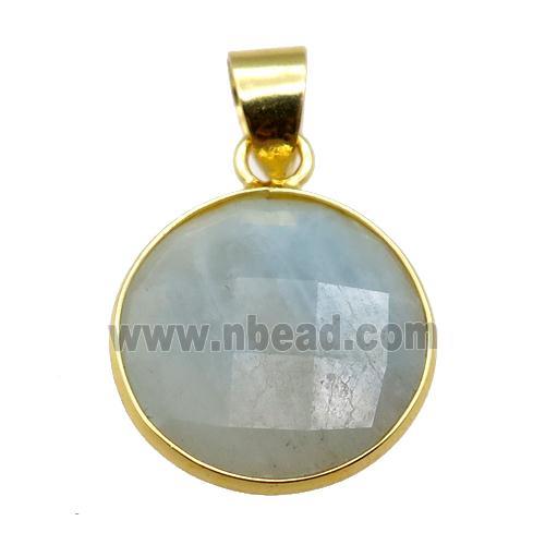 blue Aquamarine circle pendant