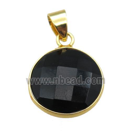 black Onyx Agate circle pendant