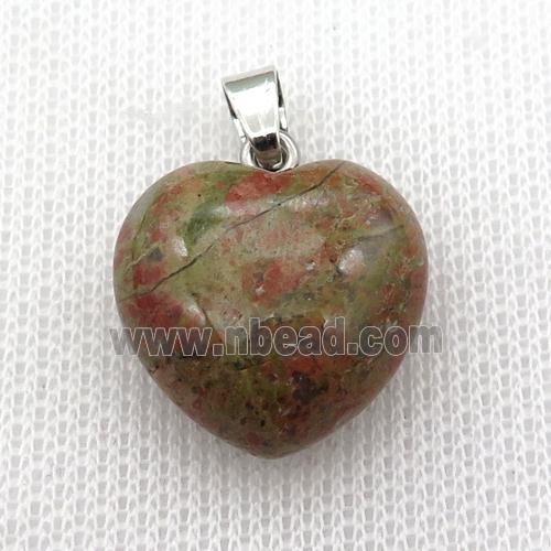 Unakite heart pendant