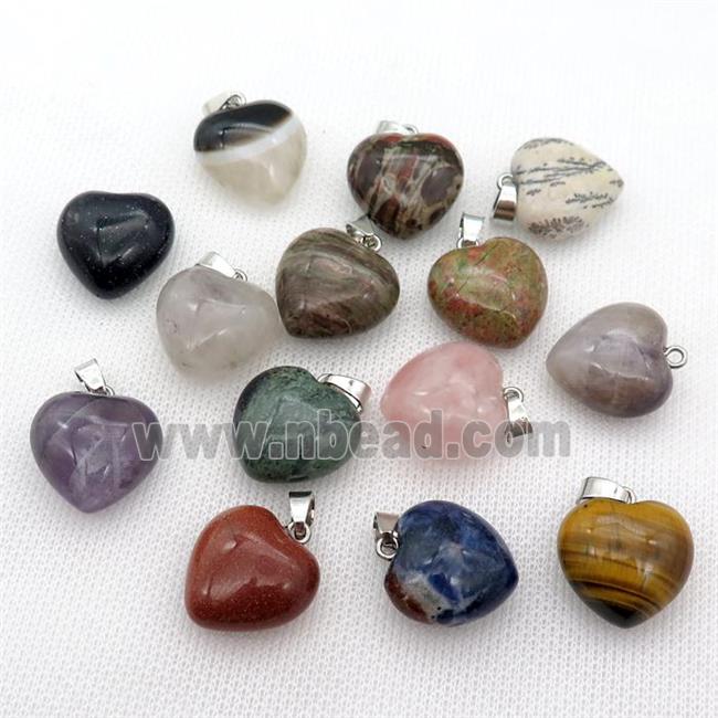 mixed Gemstone heart pendant