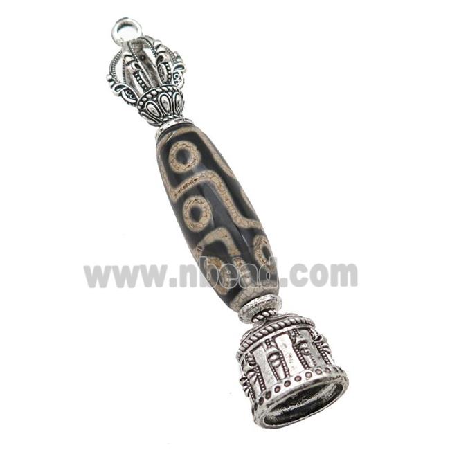 tibetan style Agate pendant with bail, antique silver