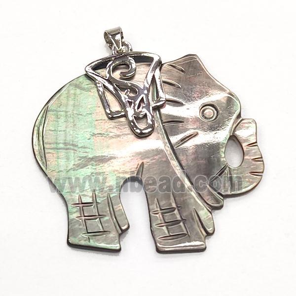 gray Abalone Shell elephant pendant