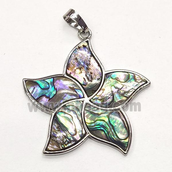 multicolor Abalone Shell flower pendant