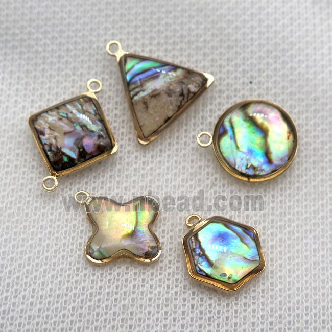 Abalone Shell pendant, gold plated, mixed shape