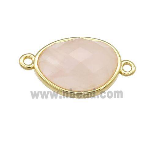 Rose Quartz teardrop connector, gold plated