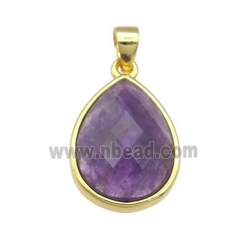 Amethyst teardrop pendant, gold plated