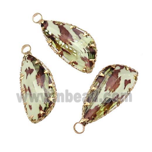 lt.yellow Crystal Glass teardrop pendant, gold plated