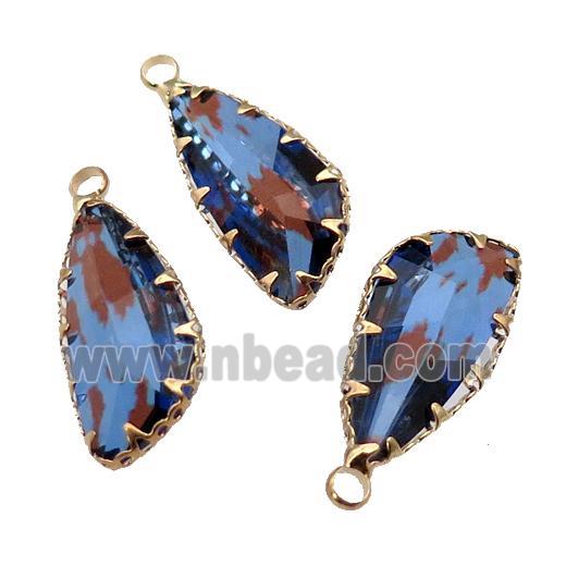 blue Crystal Glass teardrop pendant, gold plated