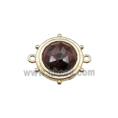 Rhodonite circle connector, gold plated