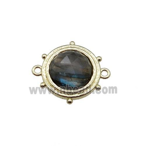 Labradorite circle connector, gold plated