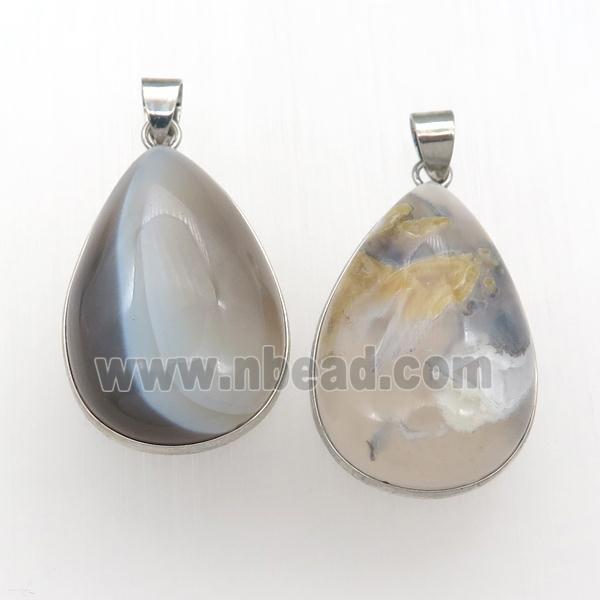 Natural Agate Teardrop Pendant