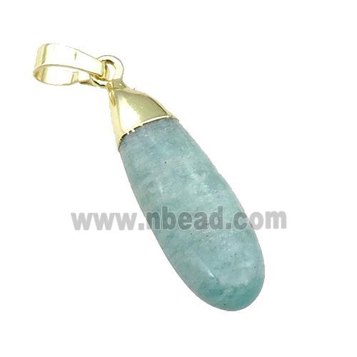 green Amazonite teardrop pendant, gold plated