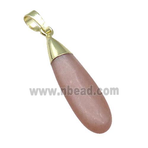 peach Moonstone teardrop pendant, gold plated