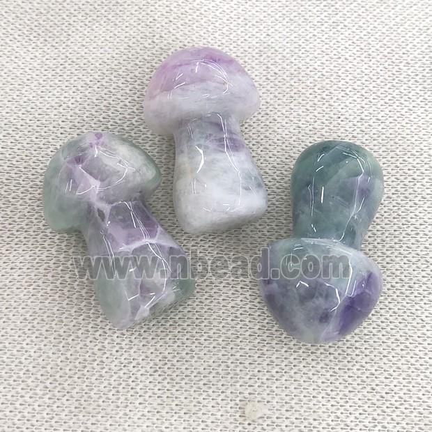 Fluorite mushroom charm without hole, multicolor