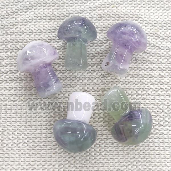 Fluorite mushroom charm without hole, multicolor