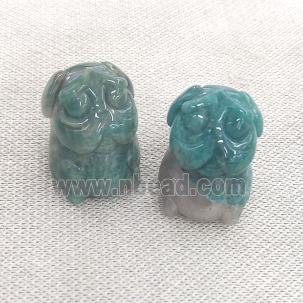 green Amazonite Sharpei Dog charm, no hole