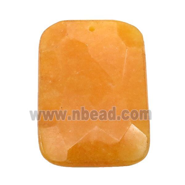 natural Agate rectangle pendant, dye, orange