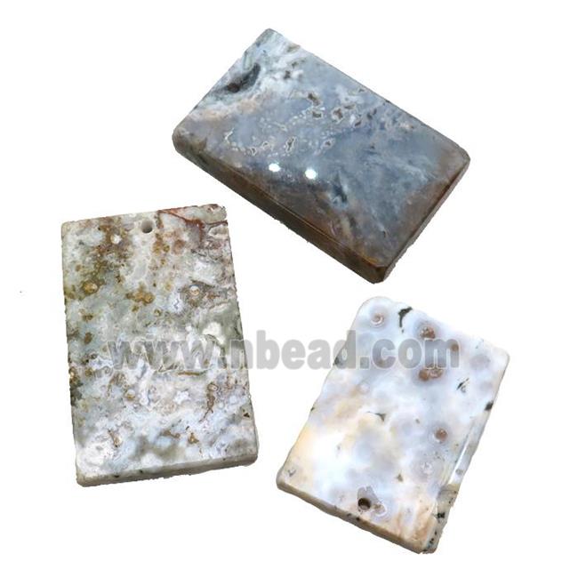 natural Ocean Agate rectangle pendant