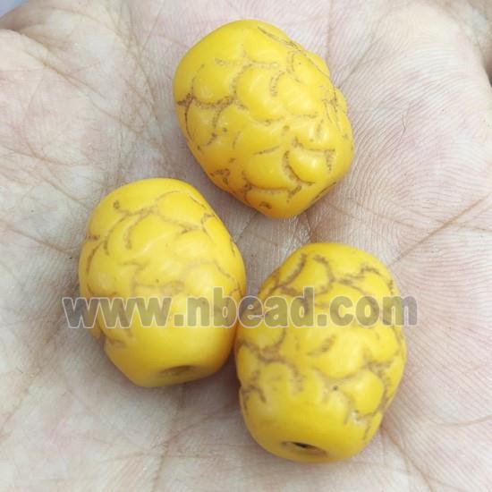 yellow Lampwork Beads, rondelle