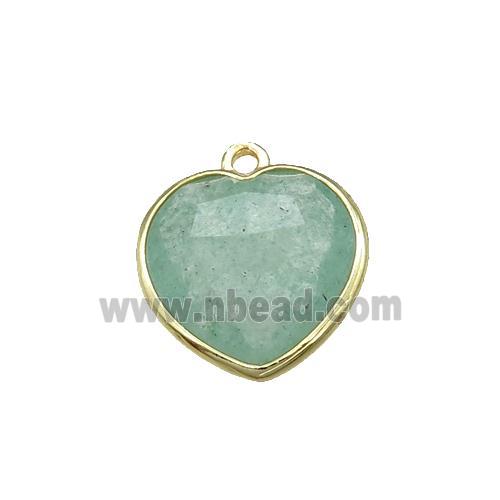 Green Fluorite Heart Pendant Gold Plated