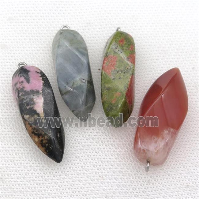 mix Gemstone twist pendant