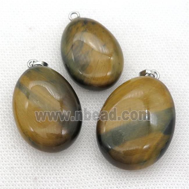 Tiger eye stone oval pendant