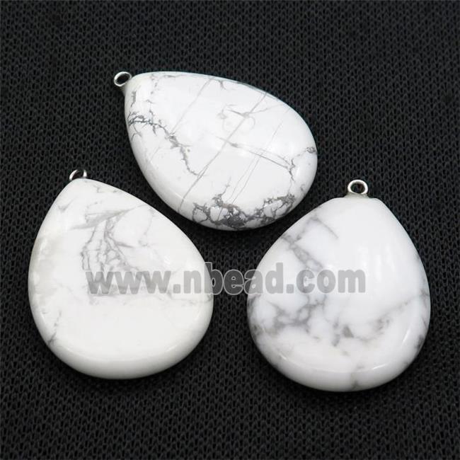 white Howlite teardrop pendant