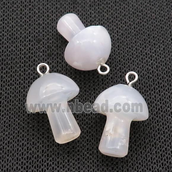 white Agate mushroom pendant