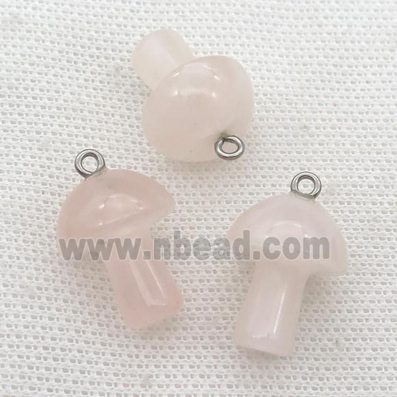 pink Rose Quartz mushroom pendant