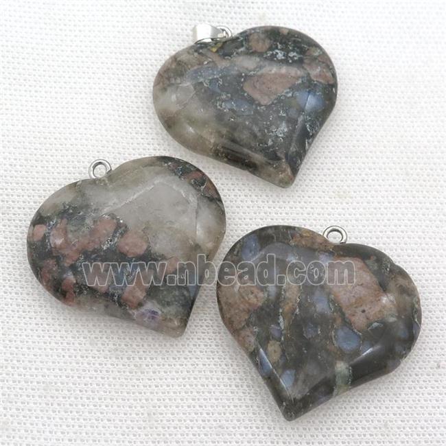 gray Opal heart pendant