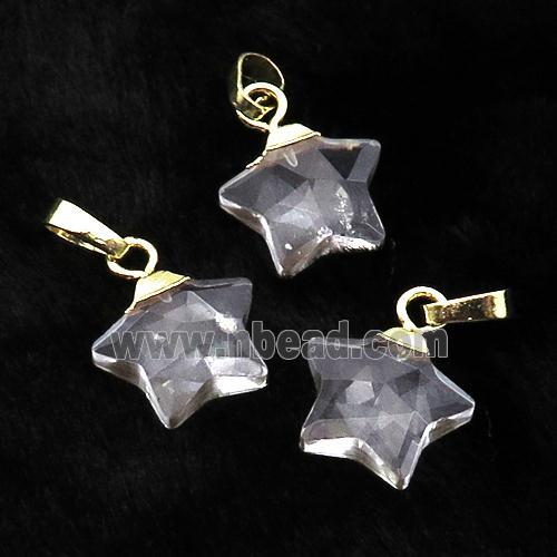 Clear Quartz star pendant, gold plated