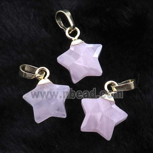 pink Rose Quartz star pendant, gold plated