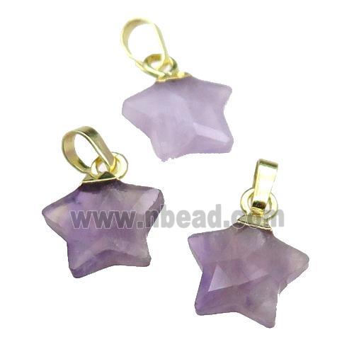 Amethyst star pendant, gold plated