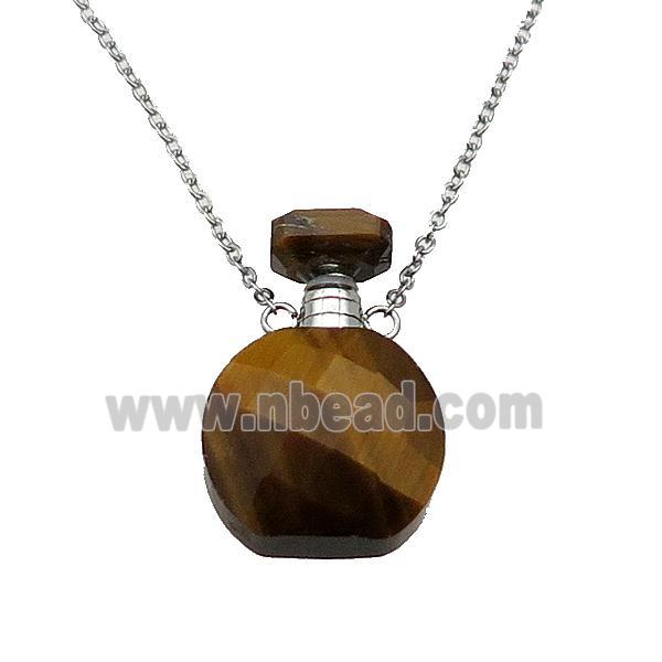 Tiger eye stone perfume bottle Necklace