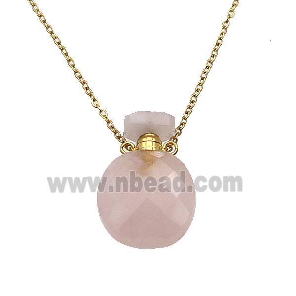 pink Rose Quartz perfume bottle Necklace