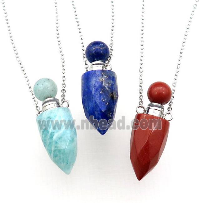 mix Gemstone perfume bottle bullet Necklace