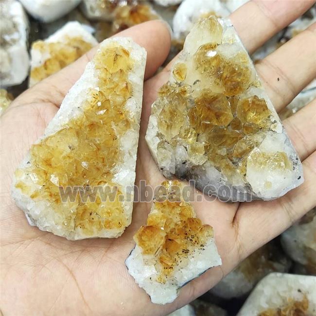 Citrine Druzy Cluster Yellow Freeform Undrilled Nohole