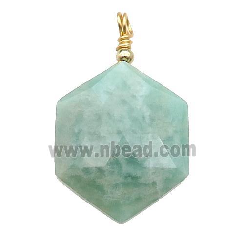 Green Amazonite Hexagon Pendant