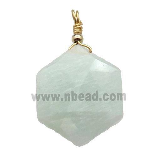 lt.Green Amazonite Hexagon Pendant