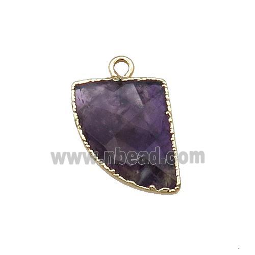 Purple Amethyst Horn Pendant Gold Plated