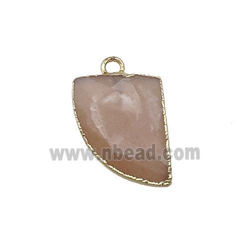 Peach SunStone Horn Pendant Gold Plated