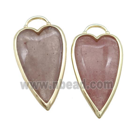 Pink Strawberry Quartz Arrowhead Pendant Gold Plated