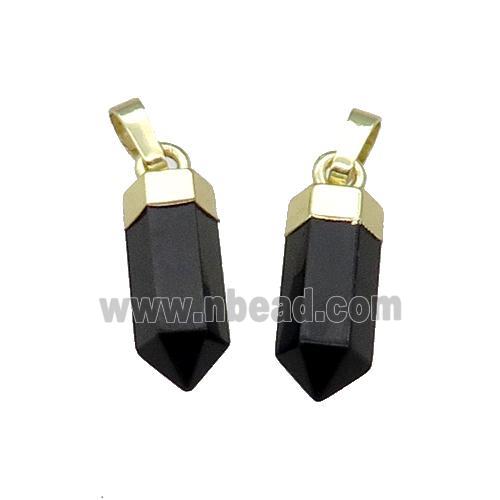 Black Obsidian Bullet Pendant Gold Plated