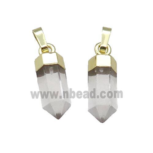 Clear Quartz Bullet Pendant Gold Plated