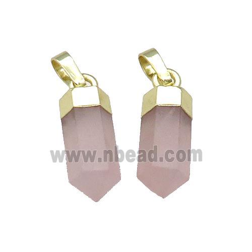 Pink Rose Quartz Bullet Pendant Gold Plated