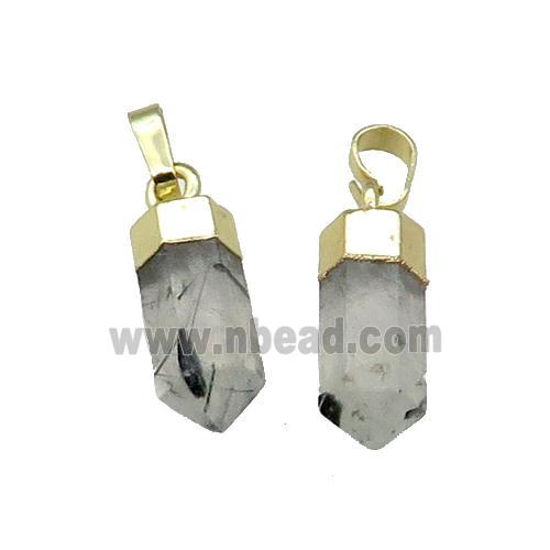 Prehnite Bullet Pendant Gold Plated